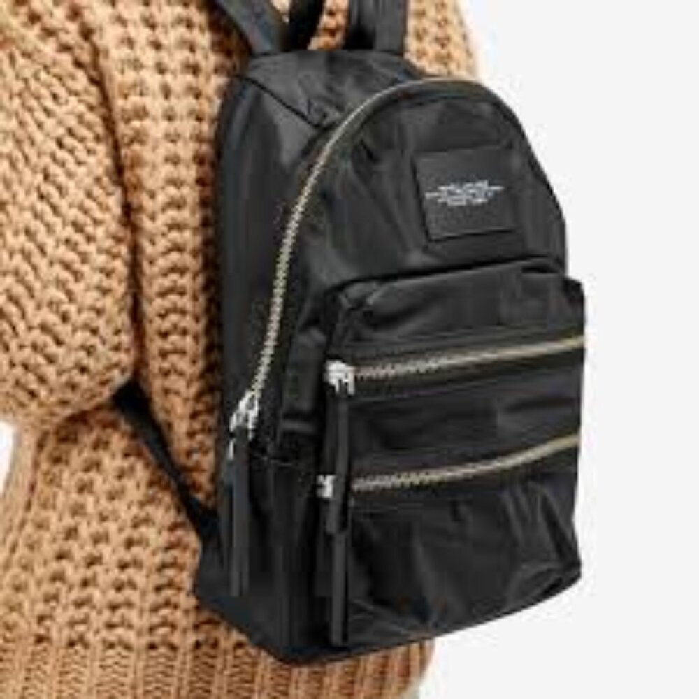 Marc Jacobs Black Backpack with Gold Zippers